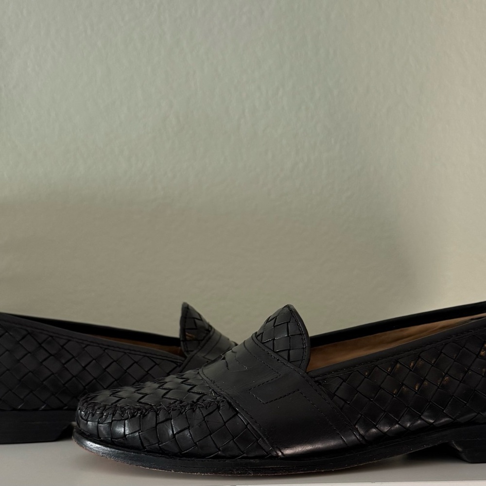 Cole Haan Men's Black Leather Braided Loafers - Picture 4 of 9